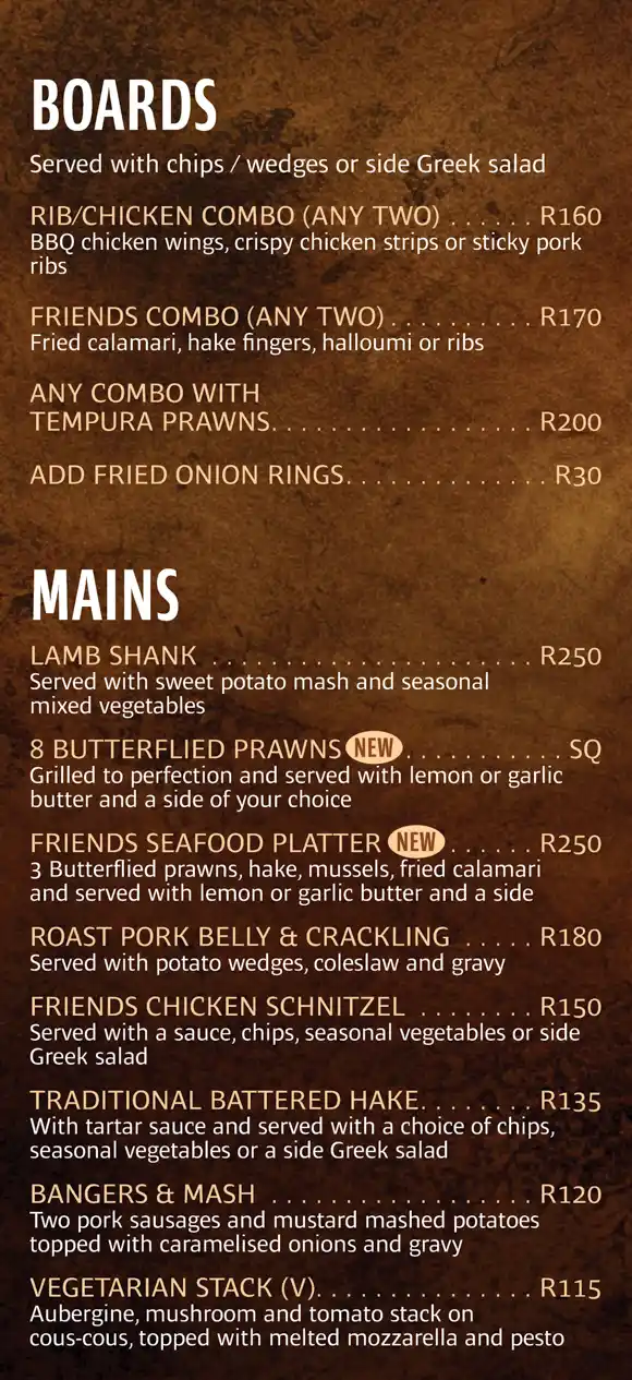 Friends Cafe - Menu