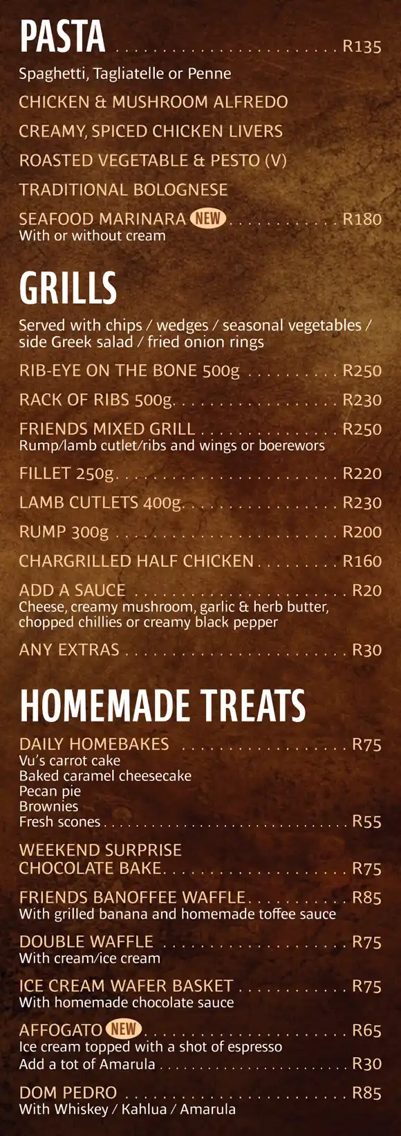 Friends Cafe - Menu