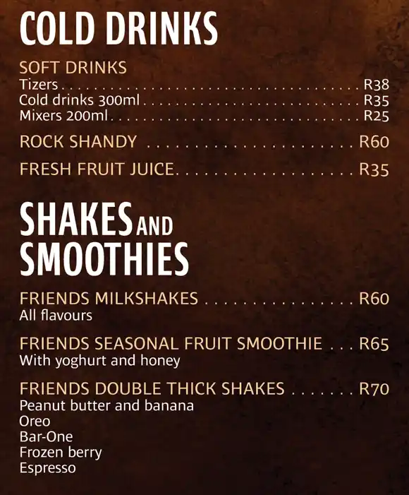 Friends Cafe - Menu